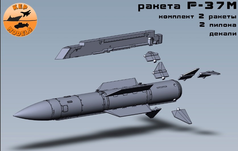 Дополнения из смолы 1/48 Ракеты Р-37м + АКУ 620Э 2 шт. комплект  (KepModels)