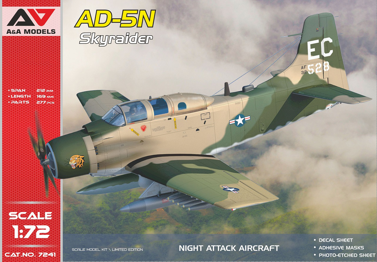 Сборная модель 1/72 Douglas AD-5N "Sky Raider" (night attack version) (A & A Models)