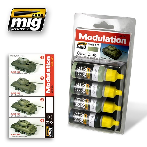 Набор акриловых красок Olive Drab Modulation Set (Ammo Mig) (4x17ml)