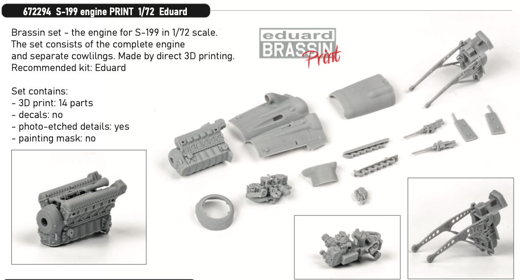 Дополнения из смолы 1/72 Двигатель Avia S-199 (для модели Eduard kits)