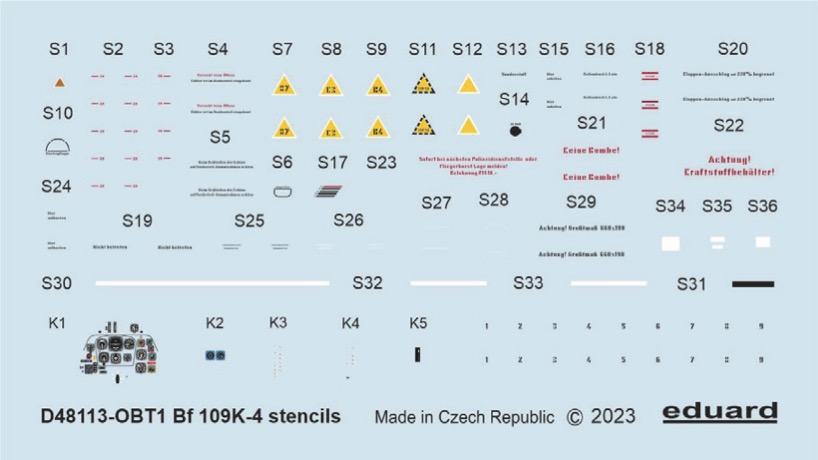 Декаль 1/48 Bf 109K-4 stencils