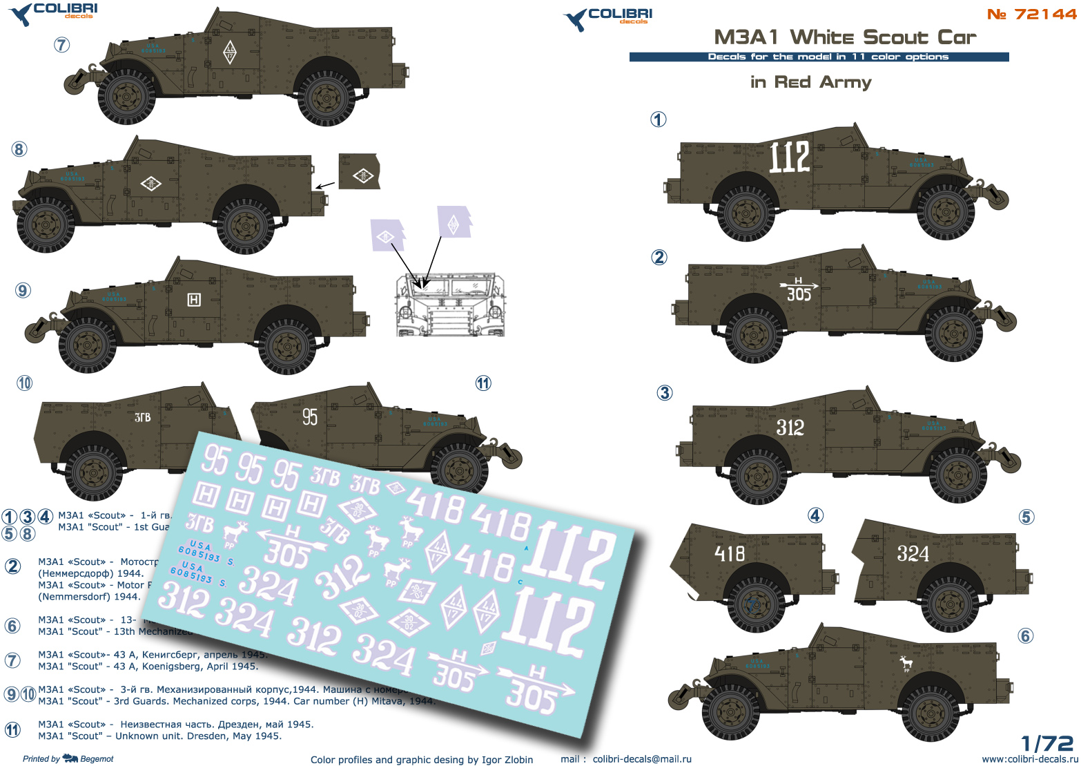 Декаль 1/72 M3A1 «Scout» - in Red Army (Colibri Decals)