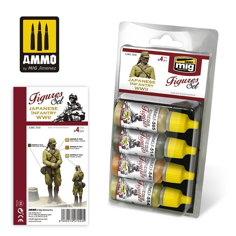 Набор акриловых красок Japanese Infantry WWII Figures Set (Ammo Mig) (4x17ml)