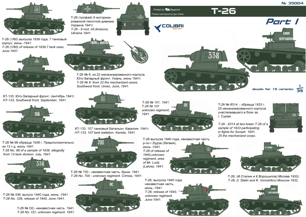 Декаль 1/35 Т-26 Part I (Colibri Decals)