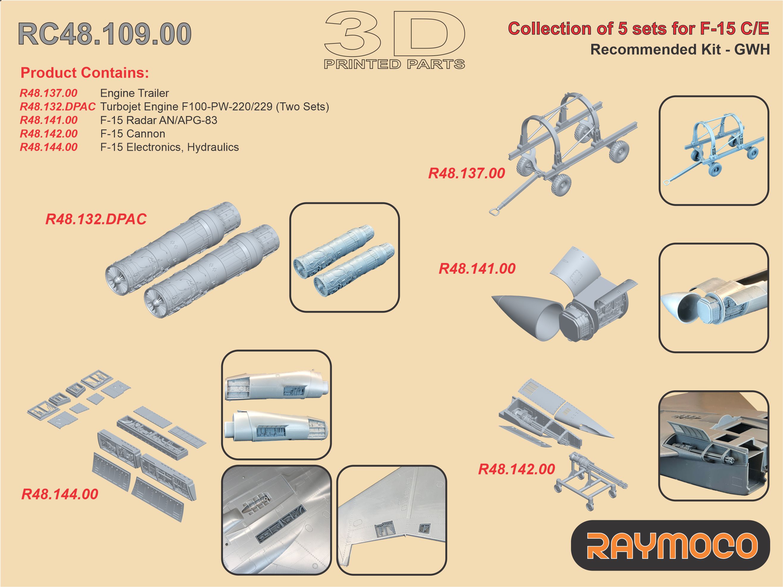 Дополнения из смолы 1/48 Collection of 5 sets for F-15 C/E (GWH) (Raymoco)