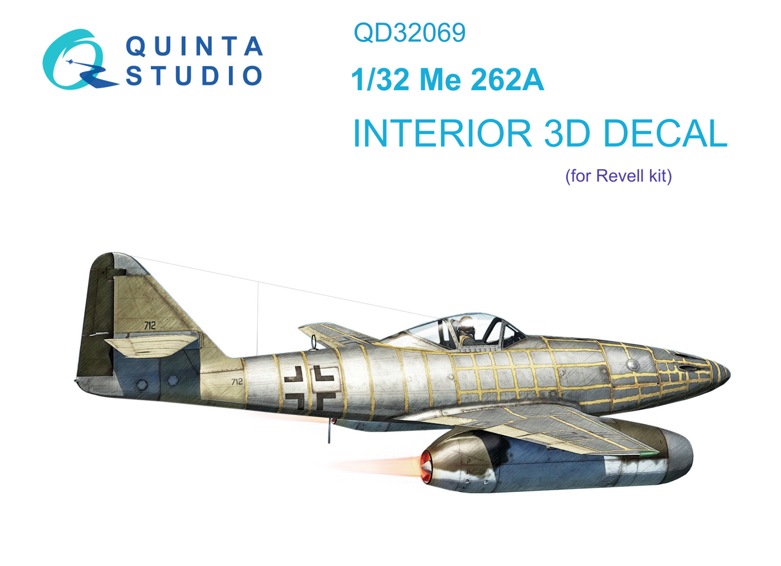 3D Декаль интерьера кабины Me 262A (Revell)