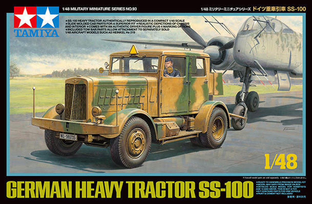 Сборная модель 1/48 Немецкий тягач Heavy Tractor SS-100 с фигурой водителя (Tamiya)