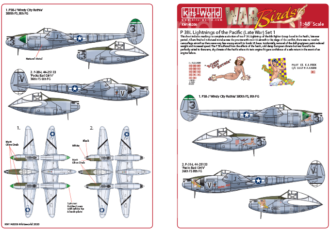 Декаль 1/48 Lockheed P-38L Lightning's of the Pacific (Late War) Set 1 (Kits-World)