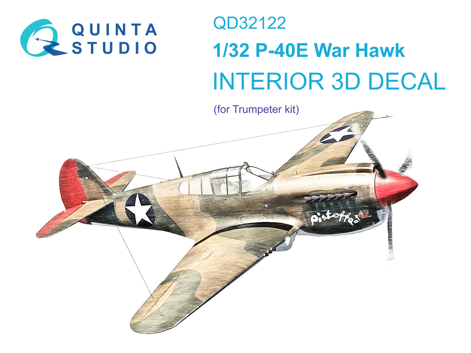 3D Декаль интерьера кабины P-40E War Hawk (Trumpeter)
