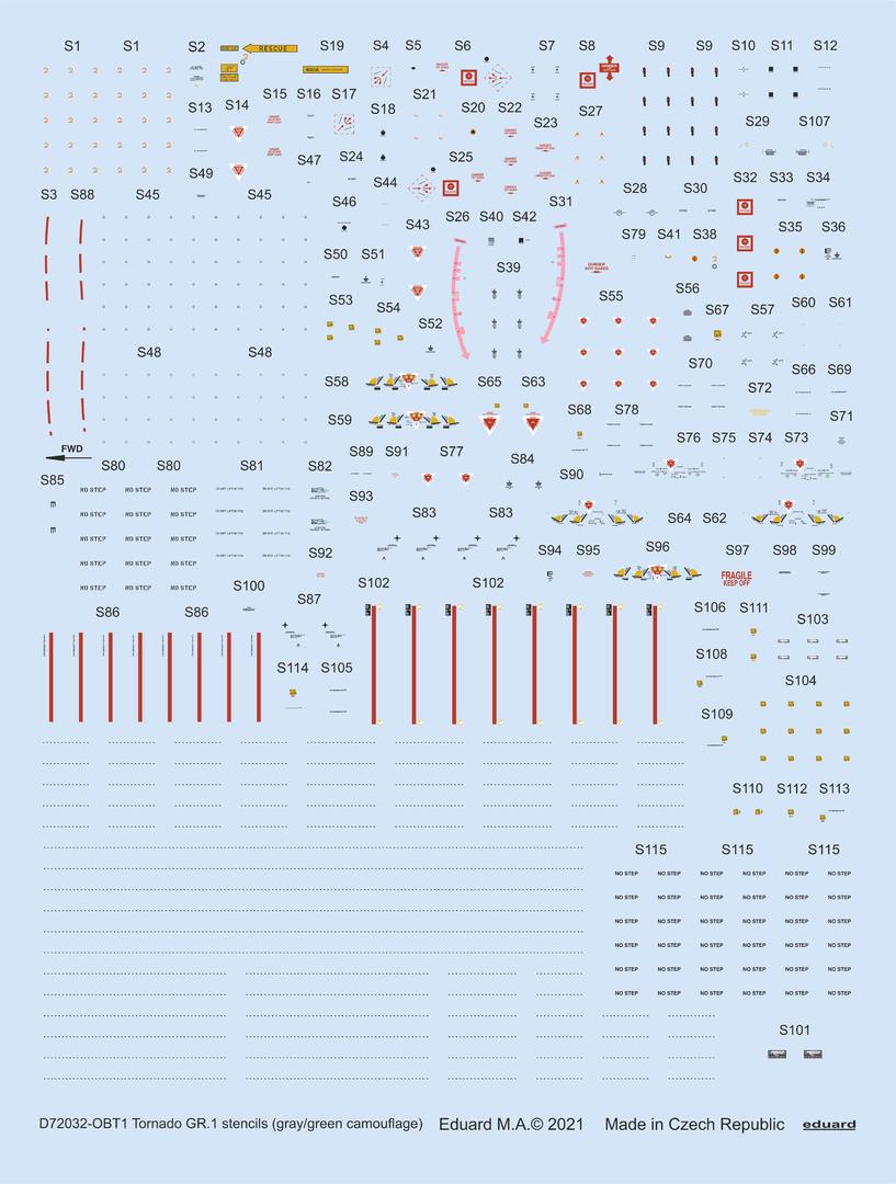 Декаль 1/72 Tornado GR.1 stencils gray/green camo