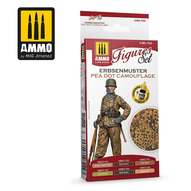 Набор акриловых красок Erbsenmuster Pea Dot Camouflage Figures Set (Ammo Mig) (6x17ml)