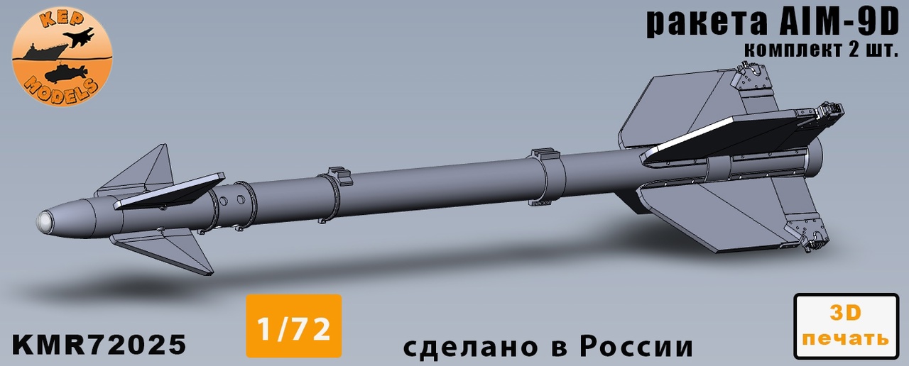 Дополнения из смолы 1/72 Ракета AIM-9D 2 шт. комплект (KepModels)