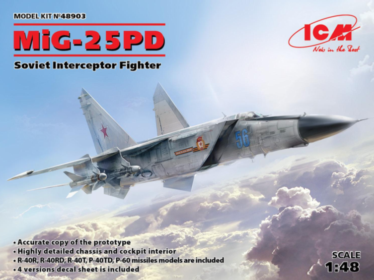 Сборная модель 1/48 Микоян МиГ-25ПД советский истребитель-перехватчик (ICM)