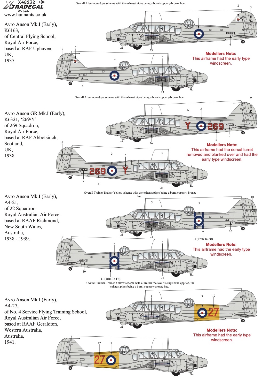 Декаль 1/48 Avro Anson Mk.I Part 2 (6) (Xtradecal)