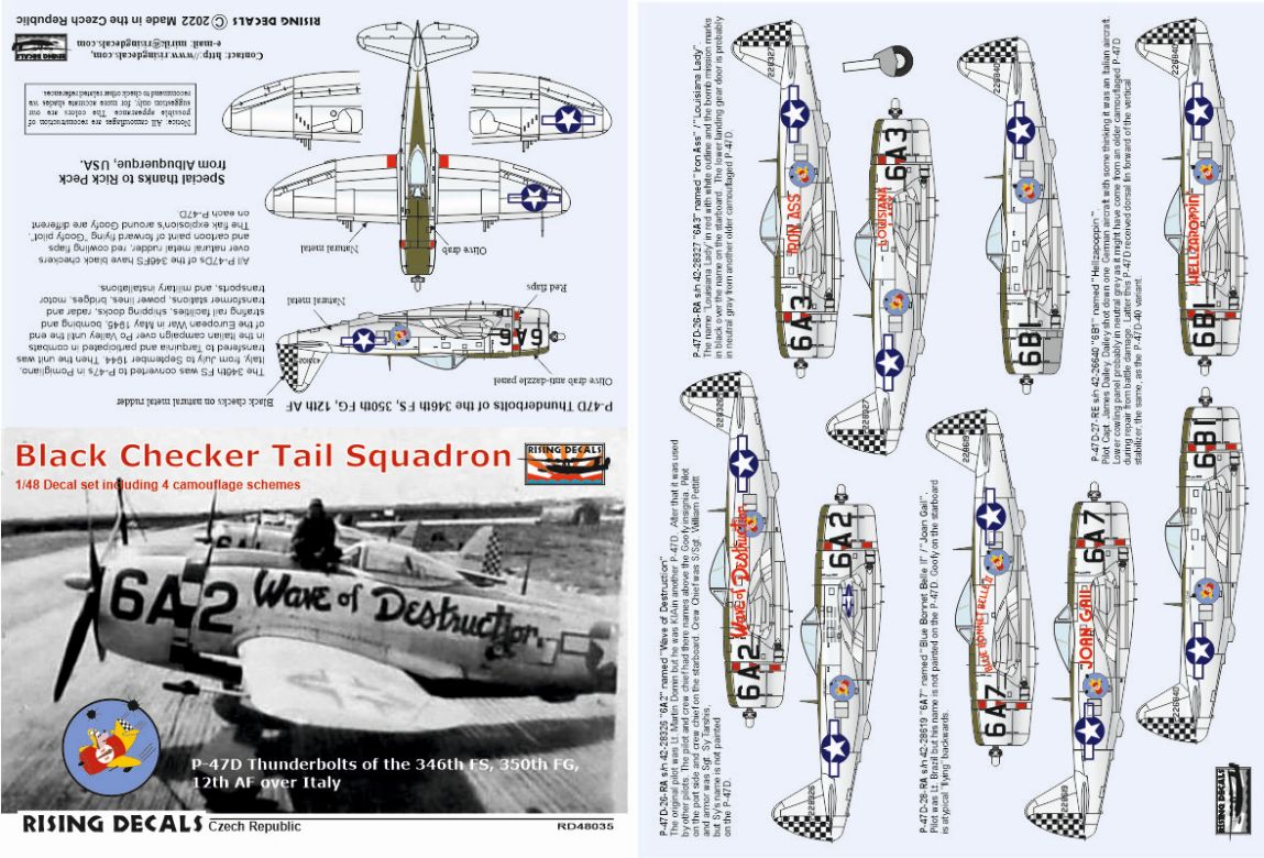 Декаль 1/48 Black Checker Tail Sqdr. (4x camo) (Rising Decals)