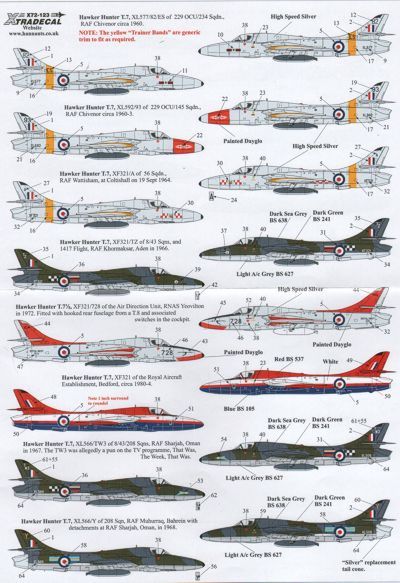 Декаль 1/72 Hawker Hunter T.7 Two Seaters (20) (Xtradecal)