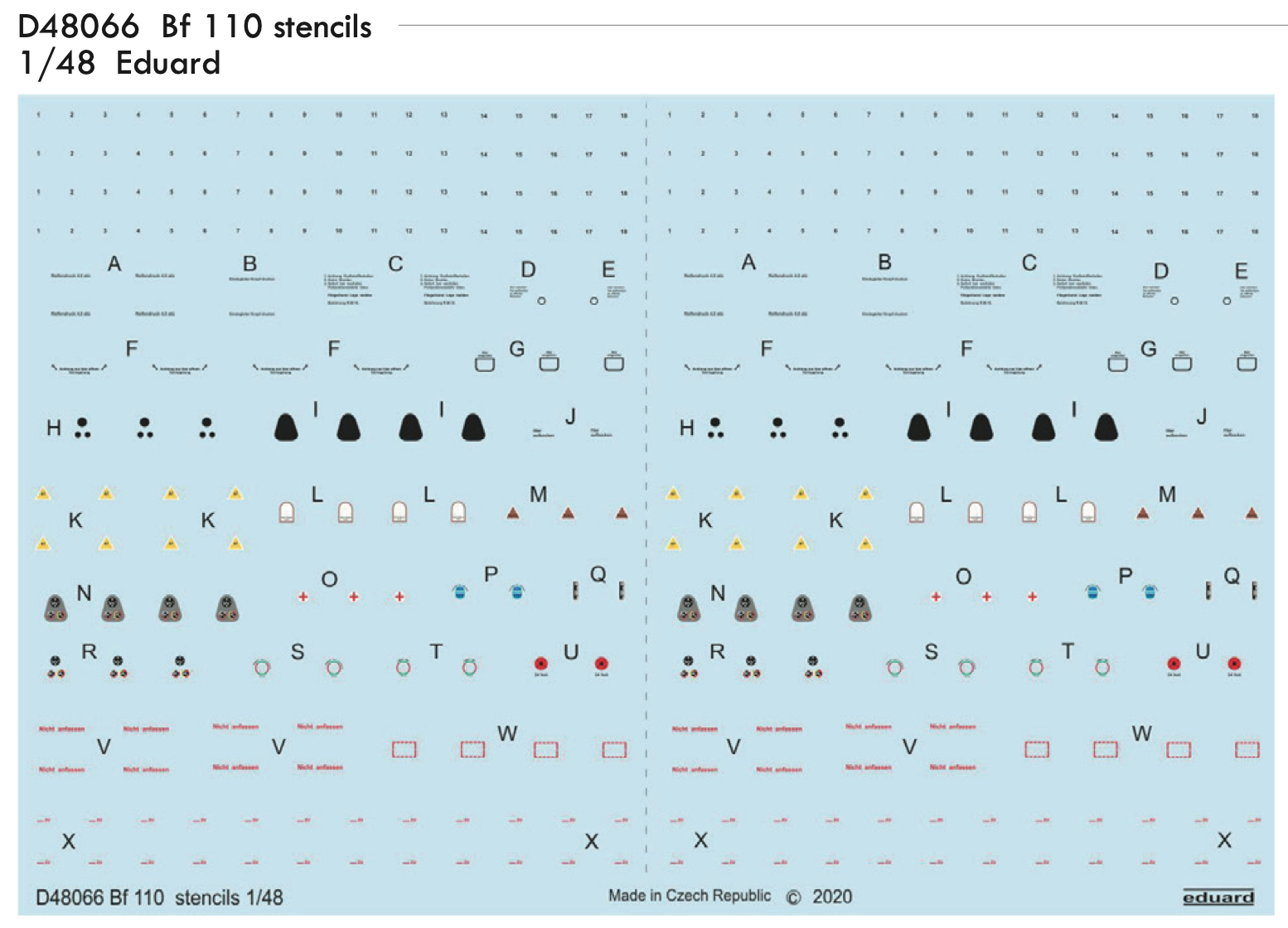 Декаль 1/48 Bf 110 stencils (EDU)