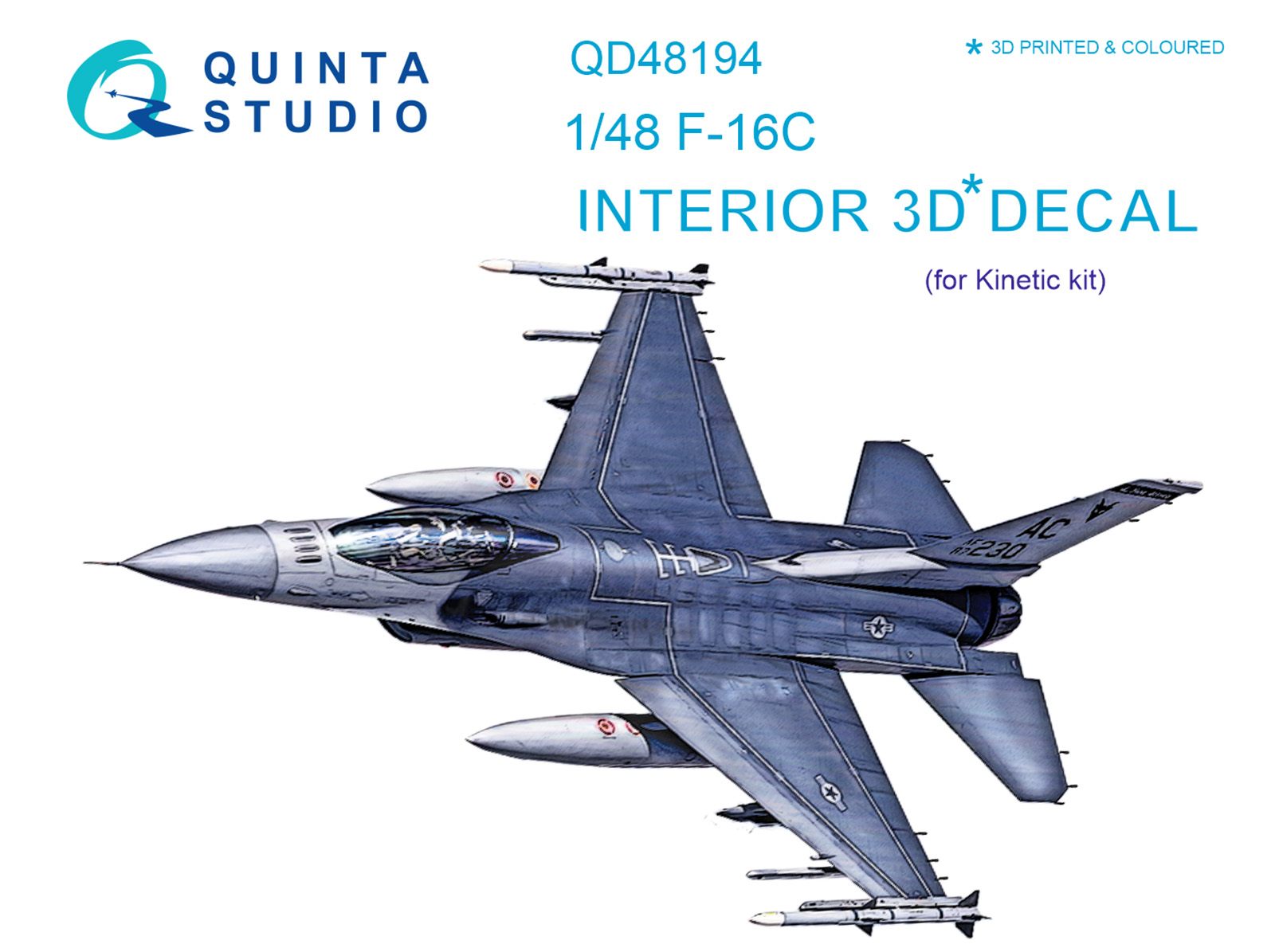 3D Декаль интерьера кабины F-16C (для модели Kinetic)