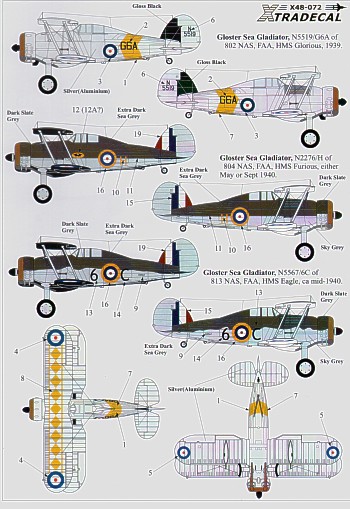 Декаль 1/48 Fleet Air Arm Gloster Sea Gladiator Mk.I , Fairey Fulmar, Blackburn Skua (Xtradecal)