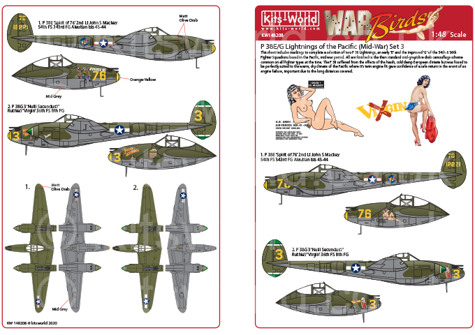 Декаль 1/48 Lockheed P-38 Lightning (Kits-World)
