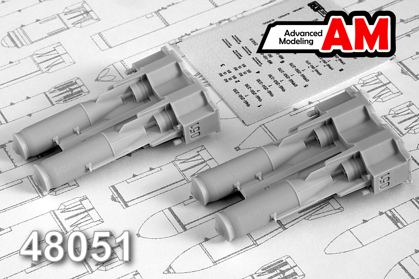 Дополнения из смолы 1/48 ОФАБ-250-230, осколочно-фугасная авиабомба калибра 250 (Advanced Modeling)