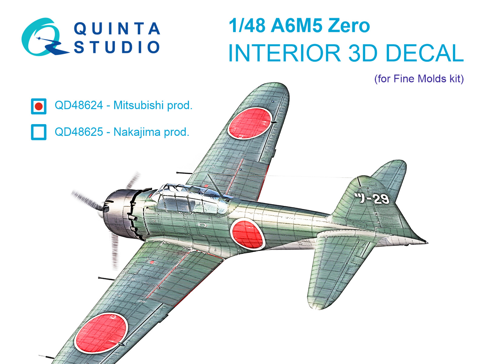 3D Декаль интерьера кабины A6M5 Zero, пр-ва Mitsubishi (Fine Molds)