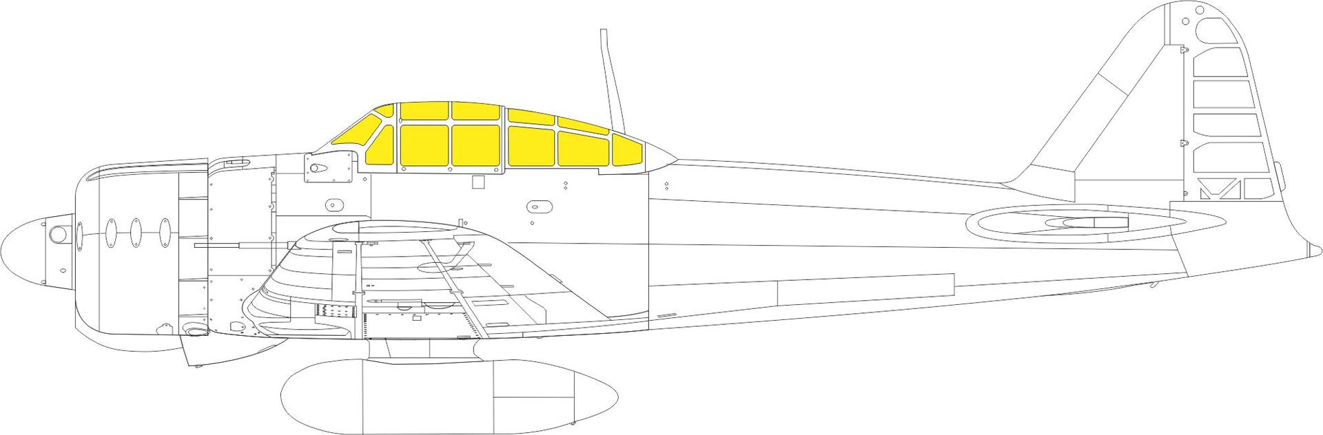 Окрасочная маска 1/48 Mitsubishi A6M3 Zero TFace canopy frame paint mask (inside & outside)(Eduard)