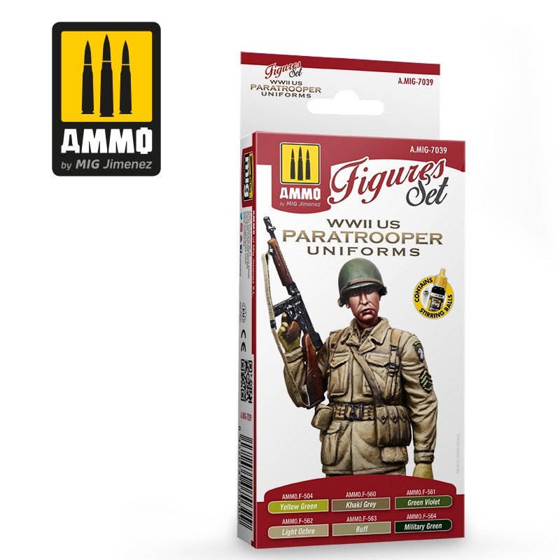 Набор акриловых красок WWII US Paratroopers Figures Set (Ammo Mig) (6x17ml)