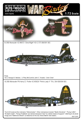Декаль 1/72 Martin B-26B Marauder (Kits-World)