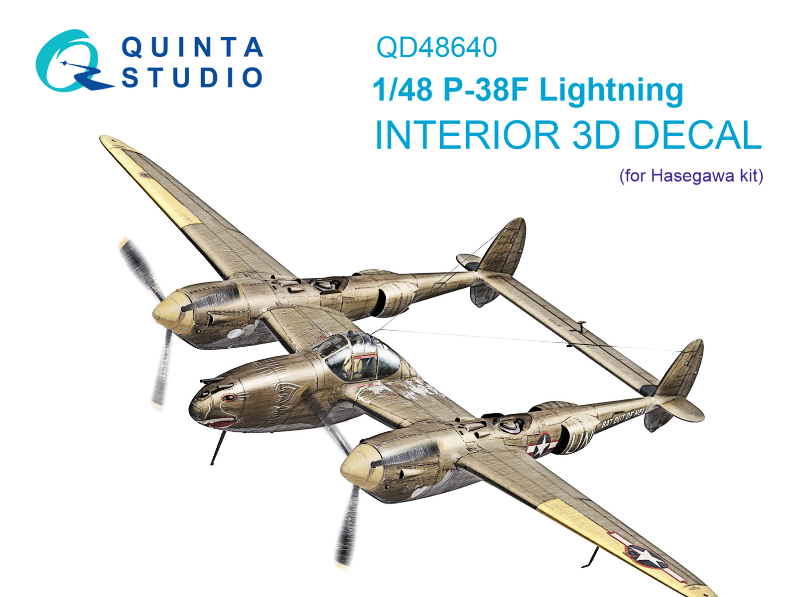 3D Декаль интерьера кабины P-38F Lightning (Hasegawa)
