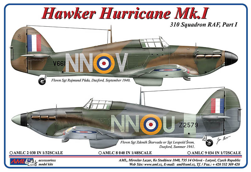 Декаль 1/72 310th Squadron RAF, Part I / Hawker Hurricane Mk.I (AML)