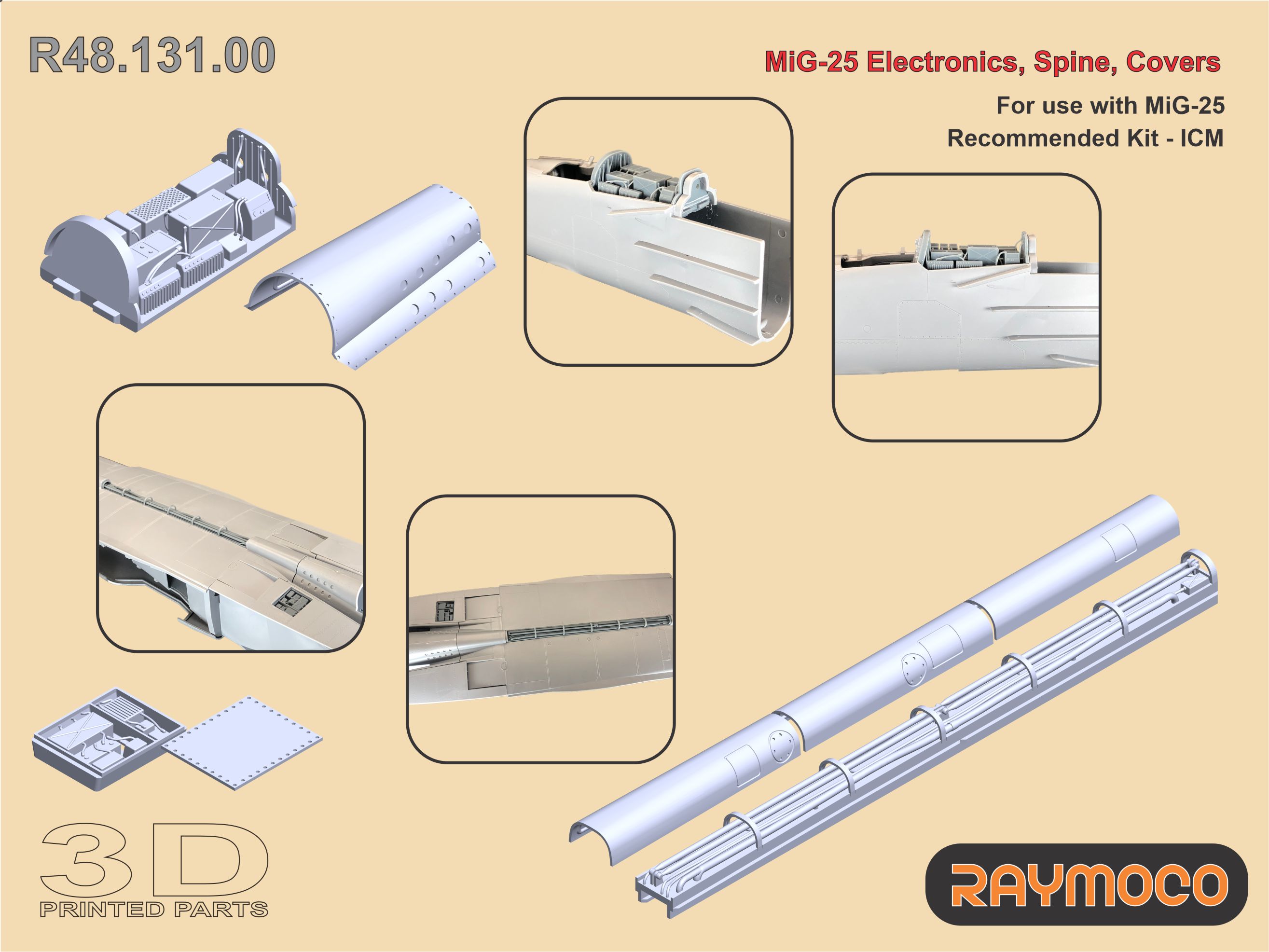 Дополнения из смолы 1/48 MiG-31 Electronics, Spine, Covers (Raymoco)