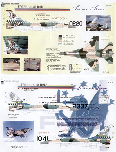 Декаль 1/72 Venimous Vipers, Venezuelan Lockheed-Martin F-16s (Aztec)