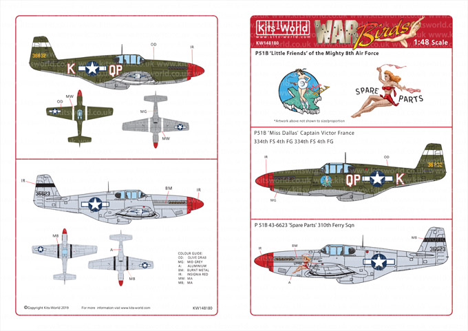 Декаль 1/48 North-American P-51B Mustang (Kits-World)