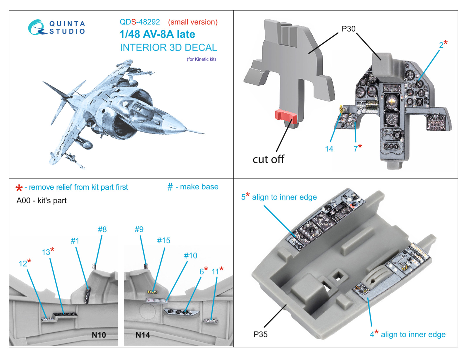 3D Декаль интерьера кабины AV-8A Late (Kinetic) (Малая версия)