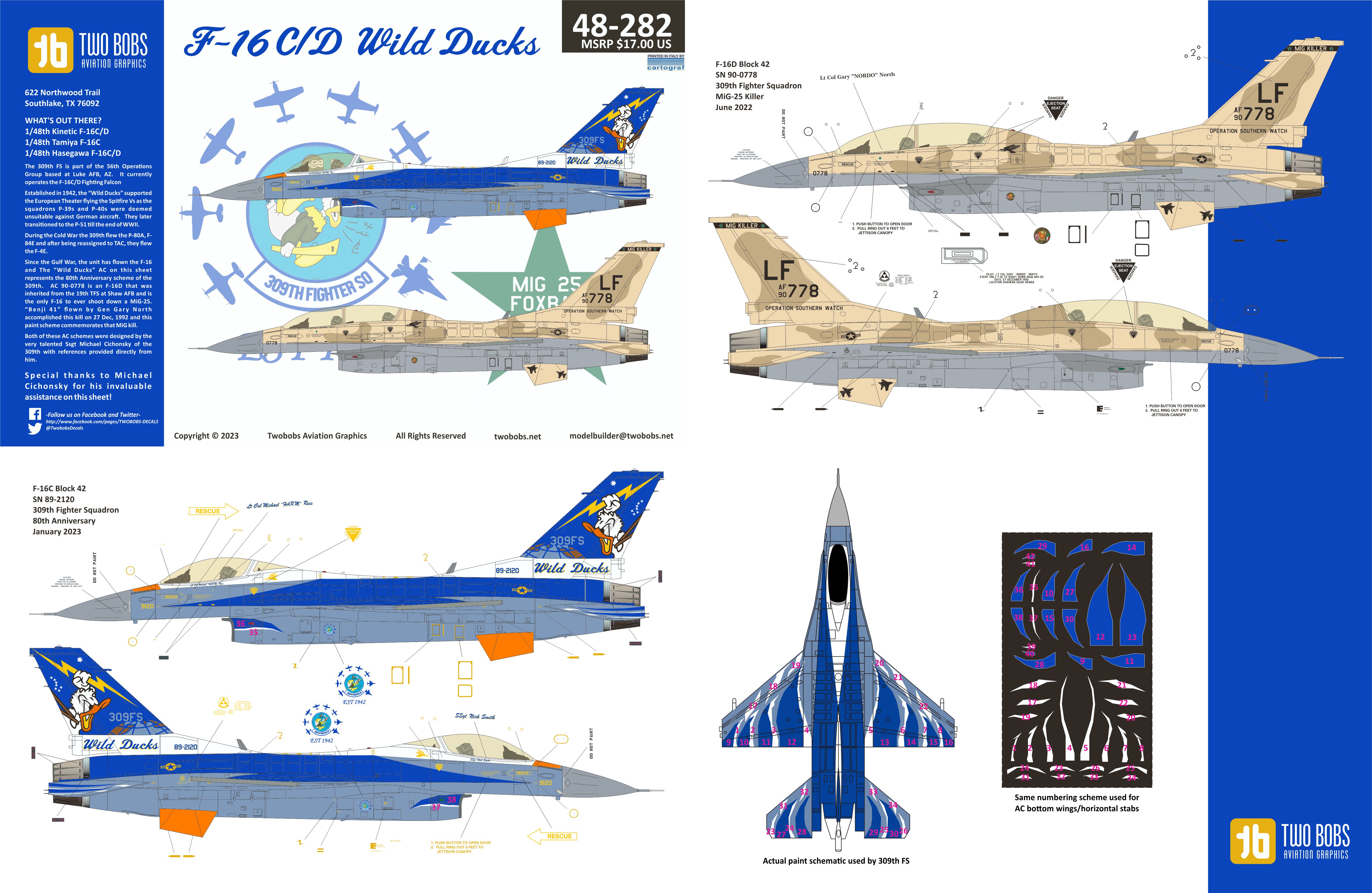 Декаль 1/48 Lockheed-Martin F-16C/D Wild Ducks (Two Bobs)