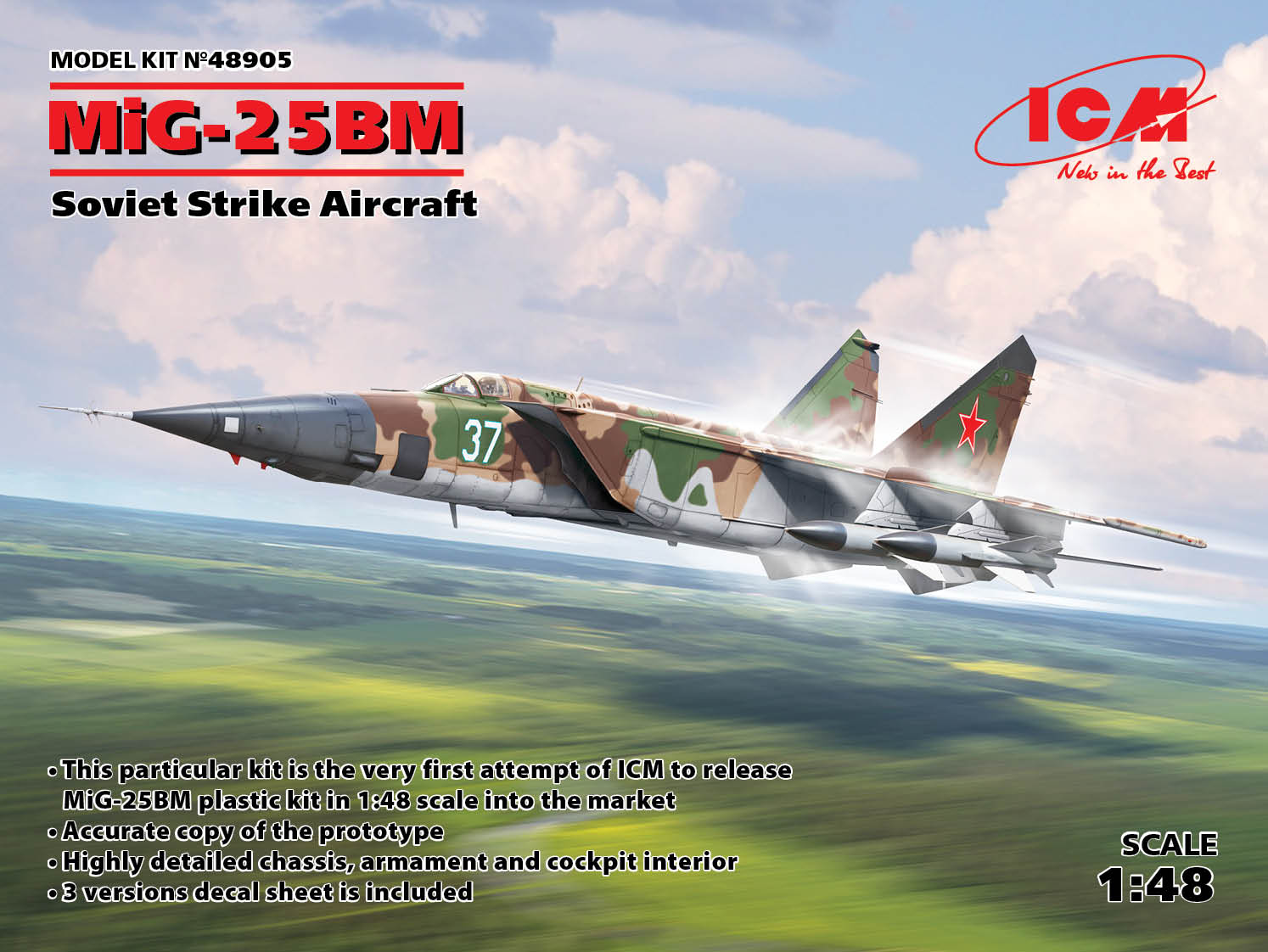 Сборная модель 1/48 Микоян МиГ-25БМ Советский ударный самолет (ICM)