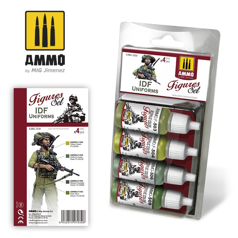 Набор акриловых красок IDF Uniforms Figures Set  (Ammo Mig) (4x17ml)