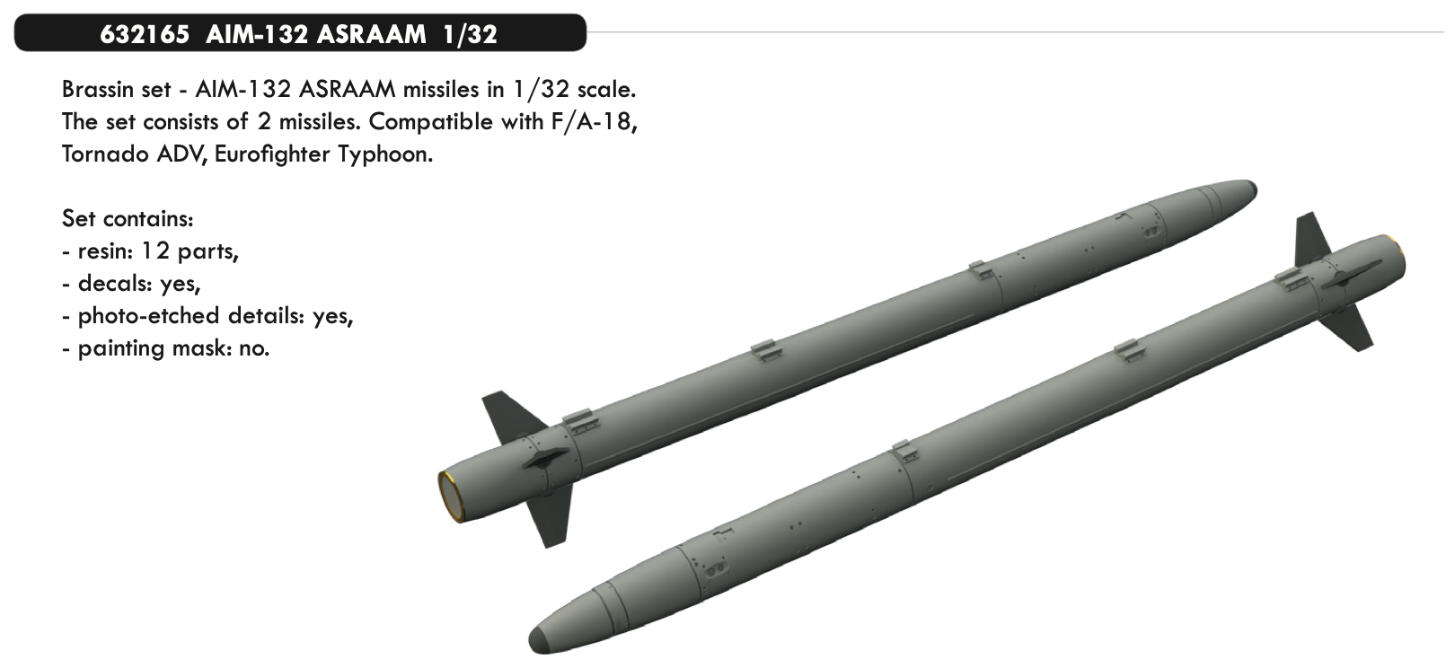 Дополнения из смолы 1/32 Ракеты AIM-132 ASRAAM 