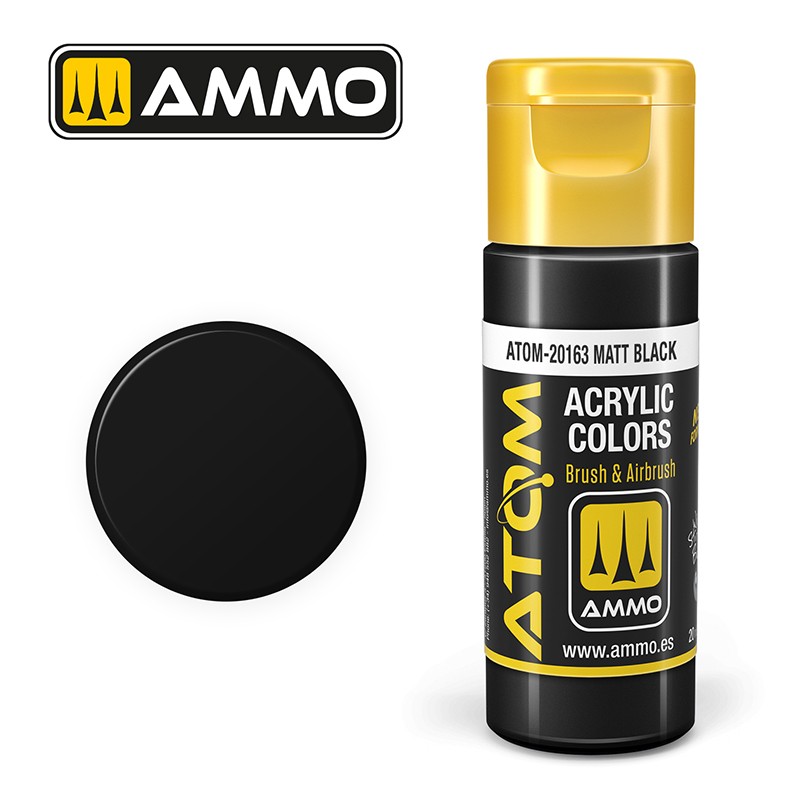 Краска акриловая ATOM Матово-чёрный (Ammo Mig) (20ml)