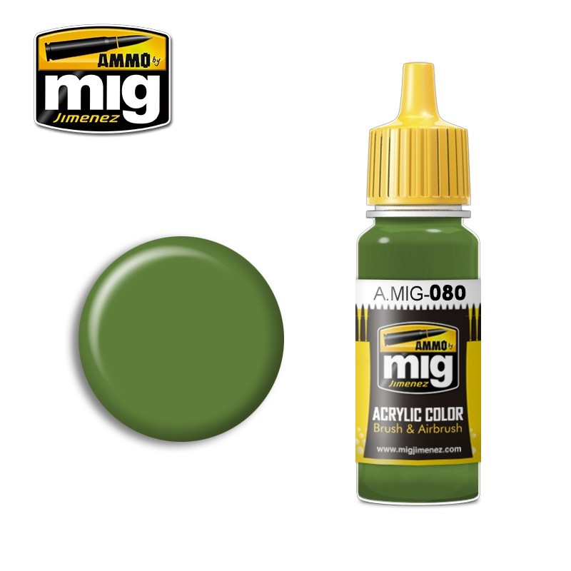 Краска акриловая BRIGHT GREEN (ярко-зеленый) (Ammo Mig) (17ml)