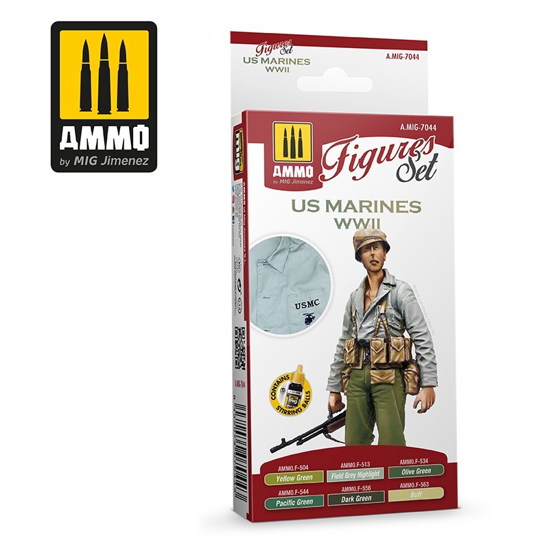 Набор акриловых красок US Marines WWII Figures Set (Ammo Mig) (6x17ml)