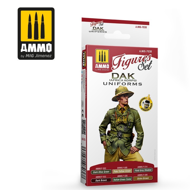 Набор акриловых красок DAK Uniforms (Africa Korps) Figures Set (Ammo Mig) (6x17ml)