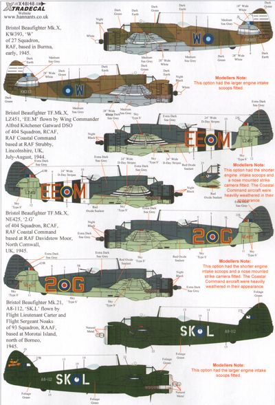 Декаль 1/48 Bristol Beaufighter Mk.X, TF Mk.X, Mk.21, TT Mk.21 (5) (Xtradecal)