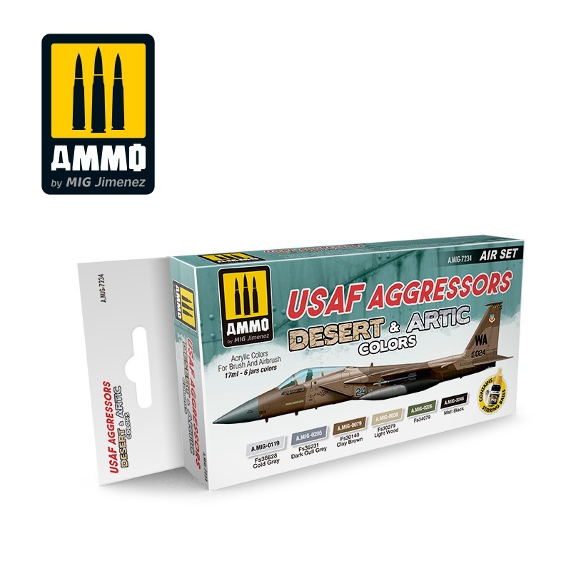 Набор акриловых красок USAF Aggressors Desert & Artic Colors (Ammo Mig) (6x17ml)