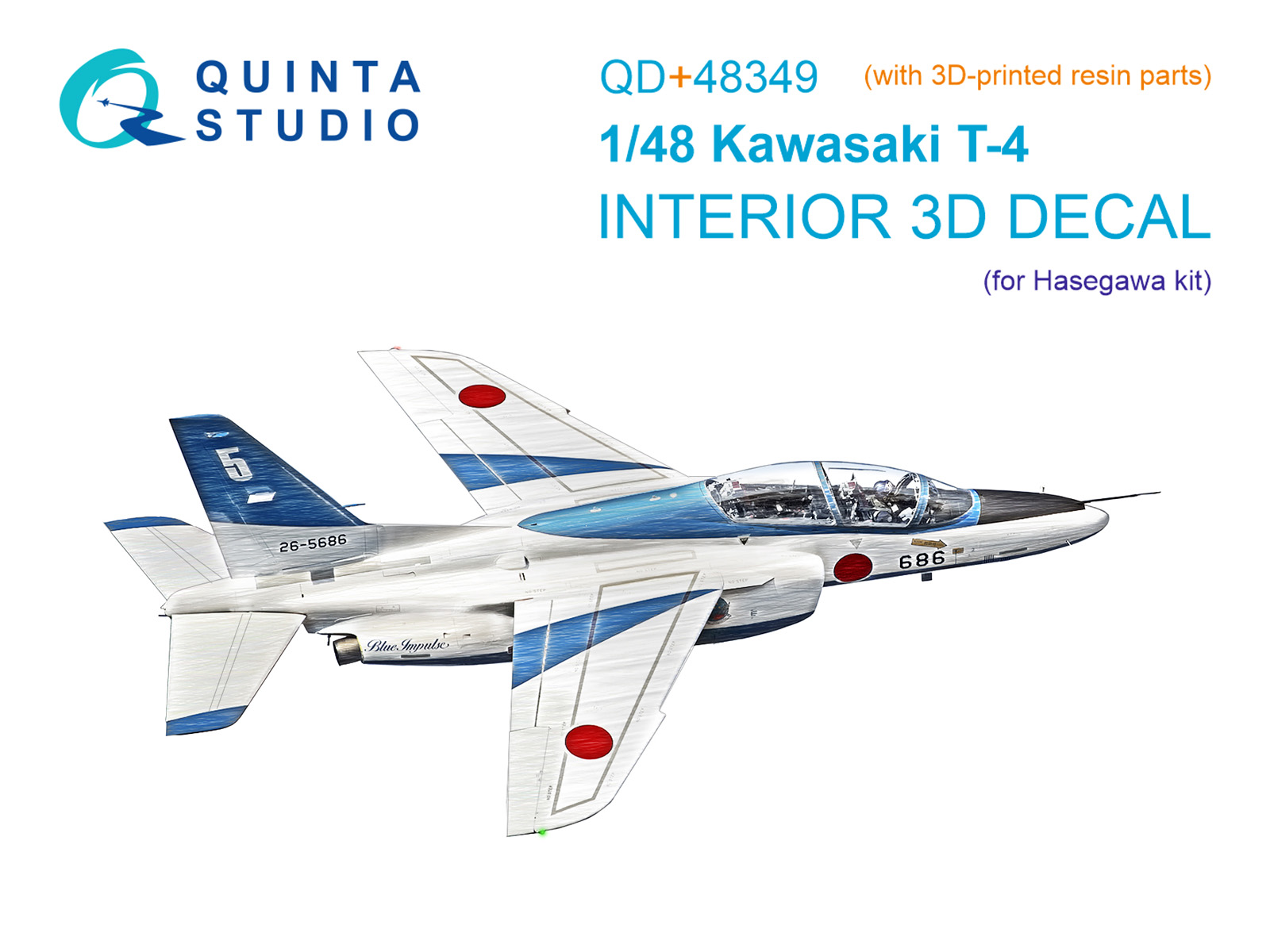 3D Декаль интерьера кабины Kawasaki T-4 (Hasegawa) (с 3D-печатными деталями)