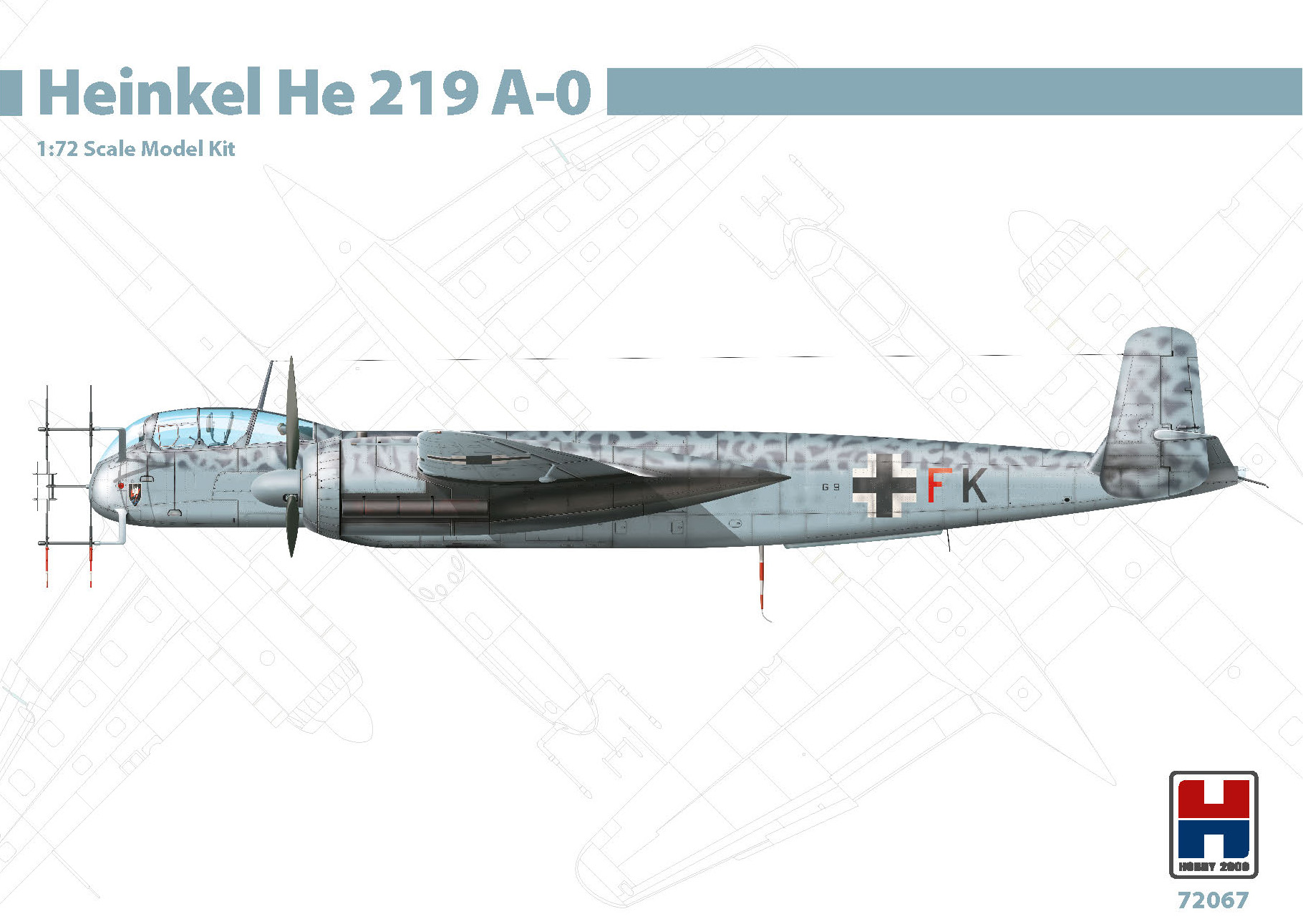 Сборная модель 1/72 Heinkel He-219A-0 (Hobby 2000) (поврежденная упаковка)