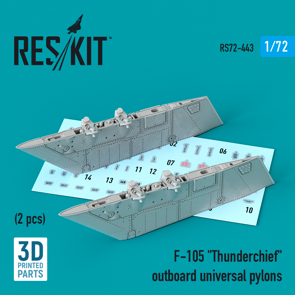 Дополнения из смолы 1/72 Republic F-105D/F-105G Thunderchief outboard universal pylons 2pcs (ResKit)