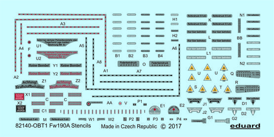 Декаль 1/48 Fw 190 A stencils (EDU)