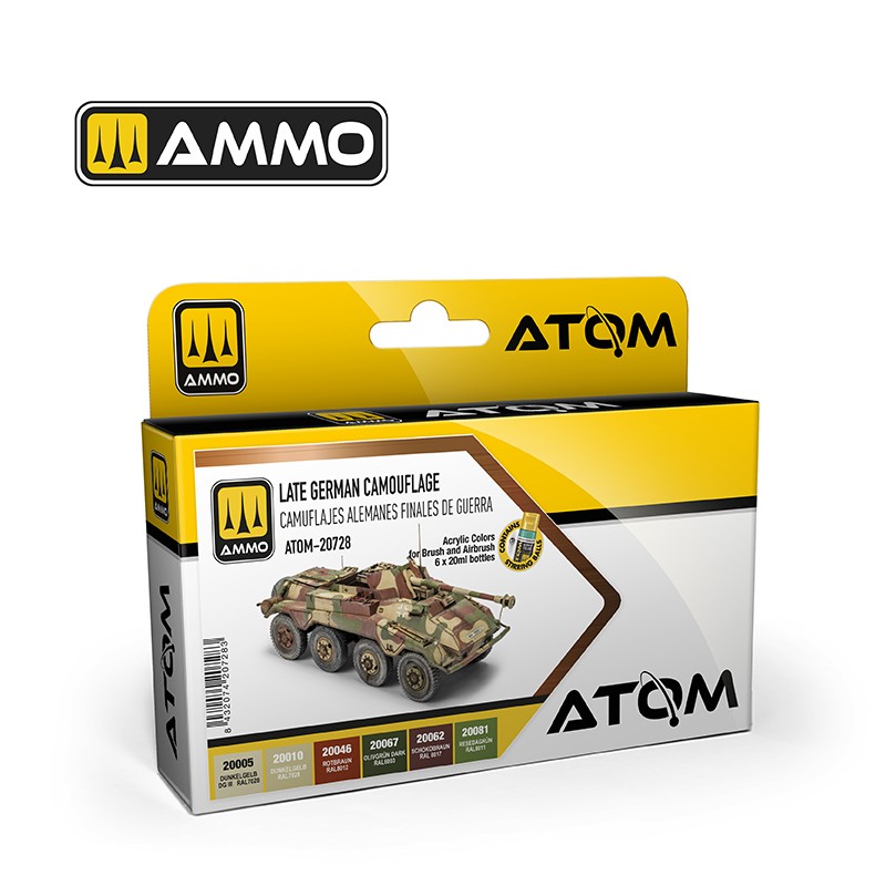 Набор акриловых красок ATOM Поздний немецкий камуфляж 20 ml x 6 (Ammo Mig)
